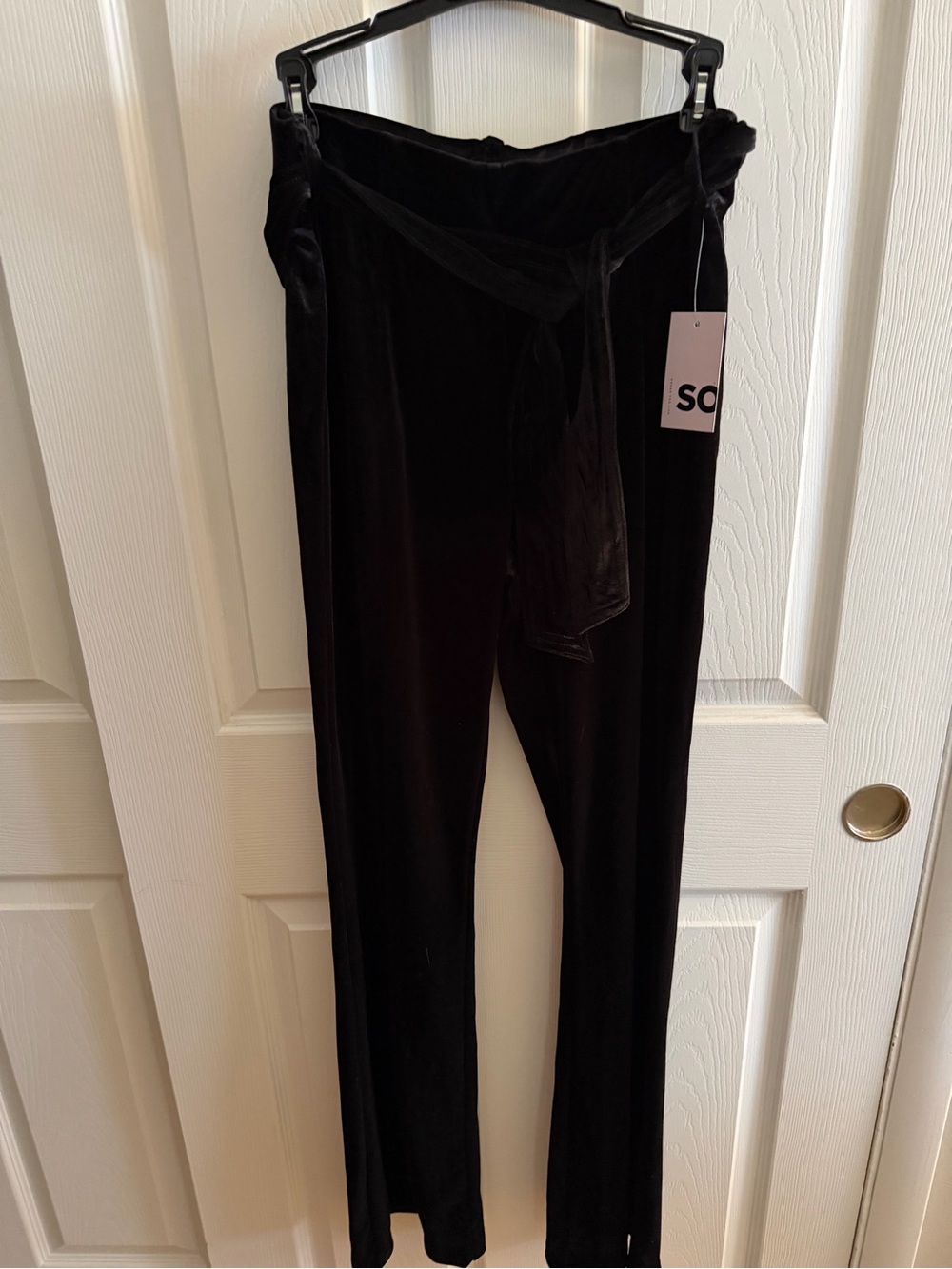 Kohl's SO Black Velvet Tie-Waist Straight Leg Pants